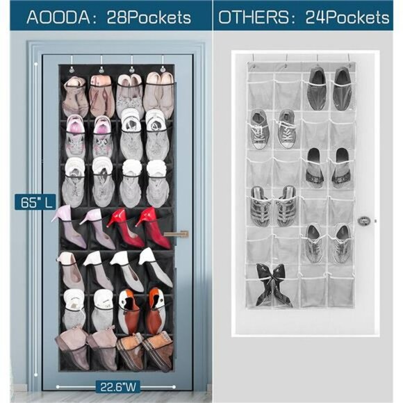 AOODA Over The Door Shoe Organizer 28 Pocket Hanging Closet Shoe Rack - Picture 3 of 8